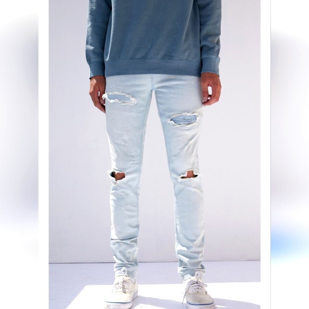 PacSun Light Ripped Stacked Skinny Jeans 34x32